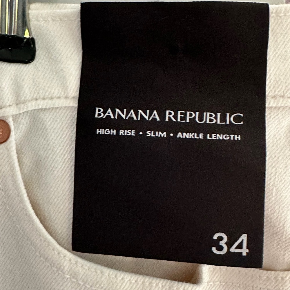 Banana Republic Button Fly High Rise Skinny Ankle Jeans Sz 34 White Waist 18.5” - Picture 3 of 9